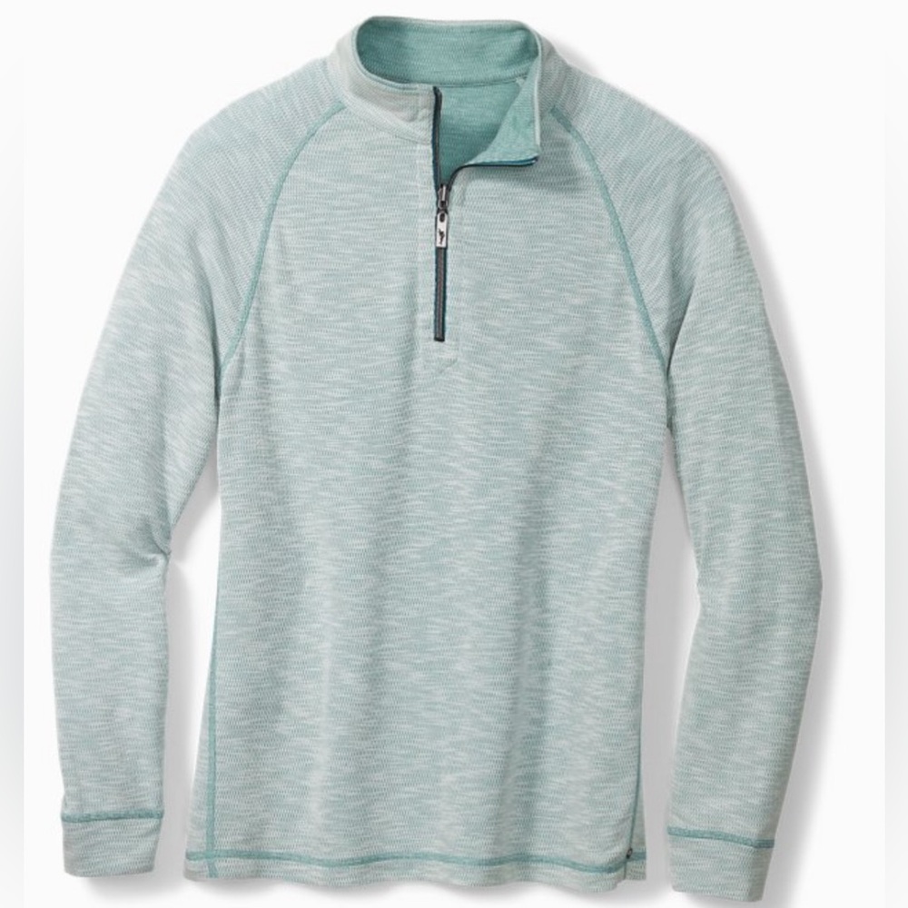 Tommy‎ Bahama Barrier Beach Half Zip Reversible Lightweight Shirt Quarter